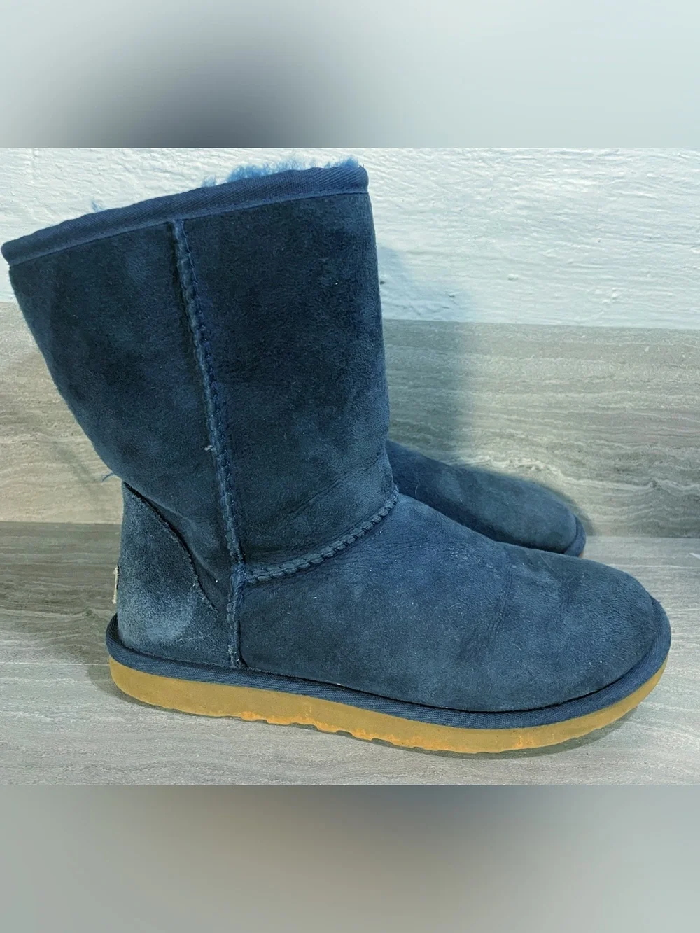 UGGs Navy Blue Shearling-Lined Ugg Boots Size 7